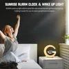 Oem grossist 2024 mini bluetooth högtalare trådlöst smart ljus multifunktionell snabb laddare qi telefon vit brus väcker rgb nattlampa led väckarklocka skrivbord