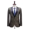 Costumes pour hommes Blazers Party Prom Men Stage Costume Slim Fit Léopard Imprimé Jacquard Tuxedo Veste Banquet Ball Singer Hôte Dan224d