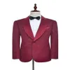 Niestandardowe Burgundy Paisley Men Wedding Tuxedos Szal Lapel Side Vent Groom Tuxedos Men Dindy Darty 2 -Place Suitjacket Pants297u