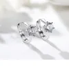 Stud Earrings Silver Plated Six Claw Zircon Heart Arrow Round Ear For Women Gift