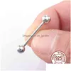 Tong Ringen 1Pc 925 Sterling Sier Ronde Rechte Barbell Voor Vrouwen 16Mm Tepel 14G Hypoallergene Piercing fijne Sieraden Drop Dhgarden Dhrc6