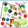 Fournitures de jardin à domicile, 21 pièces, Kit de jouets, Tunnel pliable, jouet amusant, boules de plumes, forme de souris, chaton, chien, chat interactif Pl210S