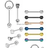 Tongue Rings 13Pcs 14G Surgical Steel Bars Set 16Mm Barbell Piercing With Skl/Flower/Heart/Clear Cz/Glitter Ball Drop Deliver Dhgarden Dhlep