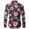Hawaiianische Herrenhemden Herrenblusenkleidung Strandmode Freizeitkleid Blumen Herrenhemd Langarm New268h