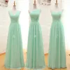 Mint Green Long Chiffon Bridesmaids Dress 2020 A Line Pleate Beach Bridesmaid Dresses Maid of Honor Wedding Guys287G