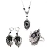 Ketting Oorbellen Set Vleermuis Sieraden Gothic Voor Vampierringen Mannen En Vrouwen Zilveren Oorbel Halloween Diamant Gif