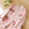 Women's Sleepwear High Quality Women Summer Print Flower Pajamas Set 2023 Japanese Ladies Lingerie Home Wear Casual Cotton Pijamas Suit