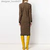 Basic Casual Dresses Casual Dresses Classic vintage Knit Dress Fashion Letter women Pattern knitted long Sleeve Womens Clothing crew neck autumn knits L230916