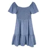 Sweet Princess Style Dress for Women 2023 Summer Korean Edition Bubble Sleeve Elastic Midje Slim