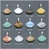 Pendant Necklaces Wholesale Fashion Geometric Circar Sector Shape Gemstone Colorf Natural Crystals Stone For Jewelry Making Dhgarden Dh0Ge