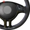 غطاء عجلة القيادة الجلود السوداء من جلد الغزال لـ BMW 3 Series E46 2000-2006 5 Series E39 2000-2003 E53 X5 Z3 E36 2000-2002290H