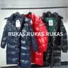 Herrenmantel Winter lange Daunenjacke Damen glänzende Daunenjacke dicke warme Mode lange Kapuze abnehmbare Daunenjacke klassischer Stil Luxus