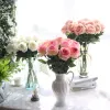 Hot 10pcslot wedding decorations Real touch material Artificial Flowers Rose Bouquet Home Party Fake Silk single stem Flowers Floral ZZ