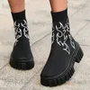 Boots Ankle Knitting Sock Boots Women 2023 New Flats Platform Chelsea Boots Winter Shoes Fashion Brand Casual Walking Motorcycle Botas babiq05