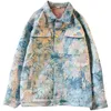 Surdimensionné Designer Hommes Rétro Peinture À L'huile Fleurs Pleine Impression Veste En Jean Beau Loisirs Jeunes Travail M-2xl