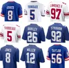 Lawrence Taylor Michael Strahan Dexter Lawrence II Brian Burns Deonte Banks Tommy DeVito Kayvon Thibodeaux Daniel Jones Azeez Ojulari Malik Nabers Football Jersey