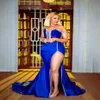 arabe aso ebi bleu royal sirène robes de soirée dentelle perlée robes de bal haute fente formelle fête deuxième robes de réception j0553246I