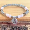 MG1222 6 mm Totale Polso Zen Mala Buddha Bracciale Grado Labradorite Quarzo rosa Yoga Mala Bracciale Buddish Jewelry260J