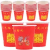 Disposable Cups Straws 100pcs Thickened Food-grade Paper Wedding Celebration Party Supplies