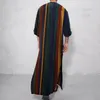 Abbigliamento Uomo Djellaba Uomo Musulmano Marocchino Design con cappuccio Islamico in cotone e lino Abito a righe Jubba Thobe Camicie casual da uomo229I