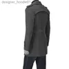 Men's Hoodies Sweatshirts Autumn and Winter Men's Korean Style Coat Fashion Trench Coat Mid-length Double-breasted Coat L230916