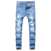 Jeans masculinos sweatpants sexy buraco calças casuais masculino rasgado calças magras magro motociclista outwears2752