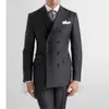 Herrenanzüge Blazer Mode Schwarz Männer Slim Fit Formeller Business-Blazer Zweireiher Hochzeit Bräutigam Smoking 2 Stück Jacke Hose Kostüm Homme 230915