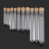 wholesale Plastic Test Tube bottle With Cork flat bottom Transparent Lab Empty Scented tea Drink Candy Storage Tubes LL