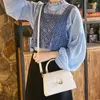 イブニングバッグ女性用エレガントなブランドショルダーフラップワニのワニの革の革の小さなハンドバッグと財布ファーシオンスクエアメスクロスボディバッグ