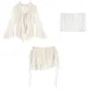 ワークドレス2023女性のための春韓国スタイルフリルシャツAラインスカートスーツ2ピースセット甘いレトロY2K