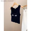 Grundläggande avslappnade klänningar lyx varumärke MIU Black Dress Designer Camisole Dress Sweet Mini Kjol Sexig ärmlös Vest Summer Y2K Sticked Tank Top L230916