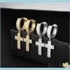 Hoop Huggie Luxury Designer Earrings Hip Hop Jewelry Iced Out Diamond Cross Earring Bling Men Women Stud Earings Rapper Hip2536