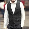 2021 Bescheiden Grijs Nieuwe Bruiloft Bruidegom Vesten Wol Single breasted Visgraat Tweed Vesten Bruidsjonkers Vest Heren Pak Vesten Vest Cus349P