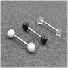 Dil Yüzükleri 100 PCS Akrilik Top Dil/ Meme ucu Halkası Barbells Bar 14G1.6mm Tutucu Vücut Piercing Mücevherat 14GX16mmx6mm/ 6mm D Dhgarden DHZ7C