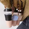 フックレールPUレザーミルクティーハンドヘルドホルダー取り外し可能なチェーン屋外ピクニックポータブルコーヒーカップアウターパッケージバッグ235Eなし