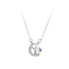 Hängen 925 Sterling Silver Lucky Fairy On Moon Pendant Halsband Blue Zircon Crescent Neck Chain for Women Gift Jewelry SCN244