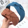 Nueva moda mujer diadema Color sólido banda ancha lateral nudo central turbante Casual accesorios para el cabello para adultos