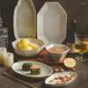 Assiettes en céramique européenne, assiette créative avec bordure en diamant, Restaurant, Sashimi, plat à Sushi, salle à manger, table d'entrée, couverts de cuisine
