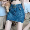 Skirts Spicy Girl Denim Skirt Women's Summer Design Irregular A-line Dress Fashion High Waist Short Pants