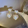 Dangle Earrings 2023 Fashion Shiny Crystal Temperament Drop Trend Sweet Fresh Lovely Heart Pearl Elegant Senior For Women