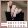 Faux ongles 24 pièces ongles mignons presse sur les pointes fini couverture complète artificielle faux long paillettes noir arc détachable patch