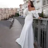 Robe De mariée sirène en Satin, manches longues bouffantes, Sexy, épaules dénudées, style Boho, tenue De plage, 2022, 262t