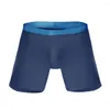 Calzoncillos Moda Hombres Deportes Boxer Shorts Largo Transpirable Running Wear Pierna Multifunción Cómodo Color Sólido Calzoncillos