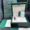 Fabrik högkvalitativ nyaste stil Green Watch Original Box Papers Card Purse Present Wood Boxes Handväska för 116610 116660 Watche339h