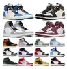 Hommes Femmes Jumpman 1 Chaussures Mid Light Smoke Grey Basketball Chaussures 554724-092 NOIR-BLANC baskets montantes Robe Chaussure aasd1