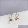 Joyería de cejas 2021 Llegada Unique Sweet Rainbow Stud para mujeres 14K Pendientes de circón chapados en oro Drop Entrega Cuerpo Dhgarden Dh1Uu