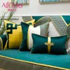 Avigers Luxury Patchwork Velvet Teal Green Cushion Covers Modern Home Decorative Throw Pillow Cases for Couch Bedroom 210315274K