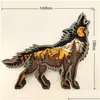 Autre décor à la maison 3D Wild Wolf Craft Laser Cut Bois Matériel Cadeau Art Artisanat Forêt Animal Table Décoration Statues Ornements Chambre Drop Dhnvh