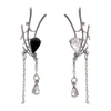 Boucles d'oreilles pendantes originales personnalisées, maille d'araignée creuse, tempérament d'halloween asymétrique, petite mode