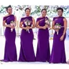 Sexy Bridesmaid Dresses Off Shoulder Purple Floor Length Wedding Guest Gowns Junior Maid Of Honor Dress Elastic Silk Like Satin Pa299c